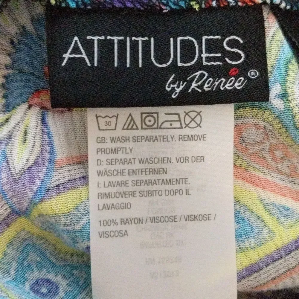 Attitudes by Renee geometric floral kimono kaftan housedress athleisure size XLP